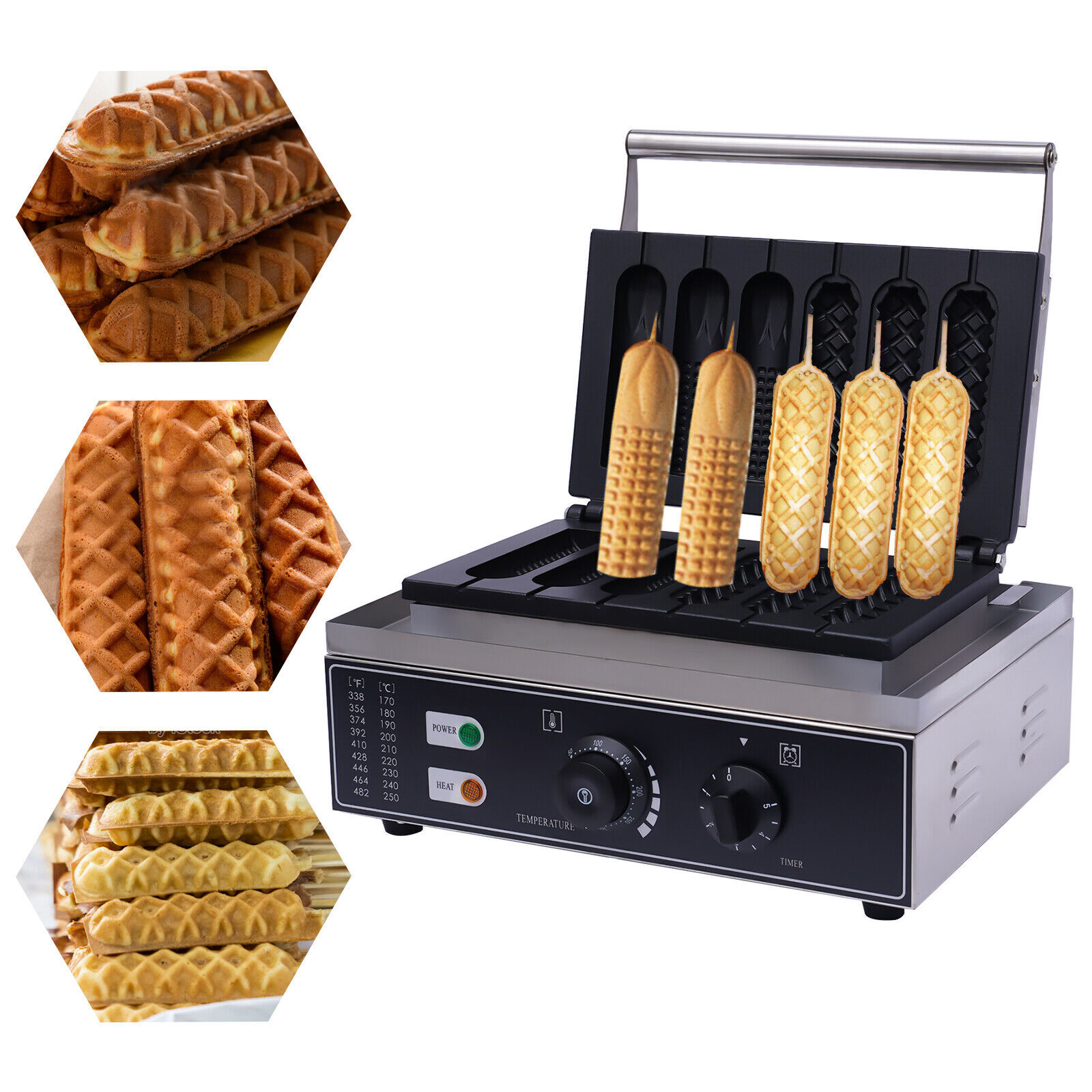 Commercial Electric Waffle Maker Hot Dog French Muffin Machine Corn Dog Maker