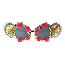Baroque Flower Butterfly Oversized Sunglasses Rave Party Festival Cat Eye Shades