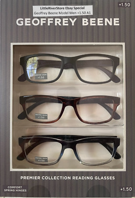 Geoffrey Beene 3 PACK PREMIER Mens Reading Glasses + 1.50 Many Options Best Deal