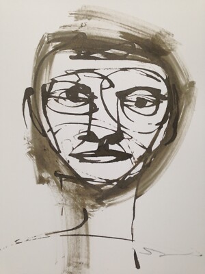 Original signierte Tuscheskizze Portrait Gemälde A3 ca.