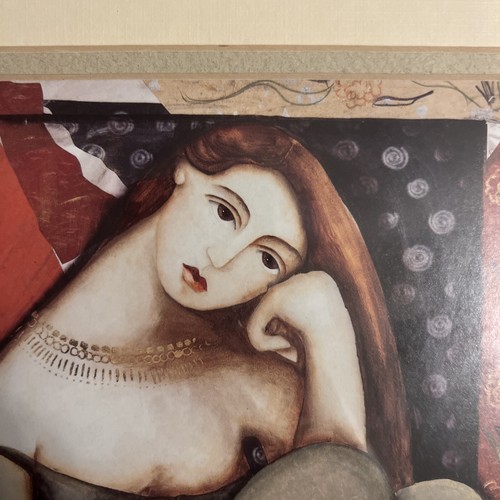 BENEDICTION by SUSAN KRIEG - STYLIZED WOMAN LADY GIRL SITTING Wood Frame Signed - Picture 15 of 15