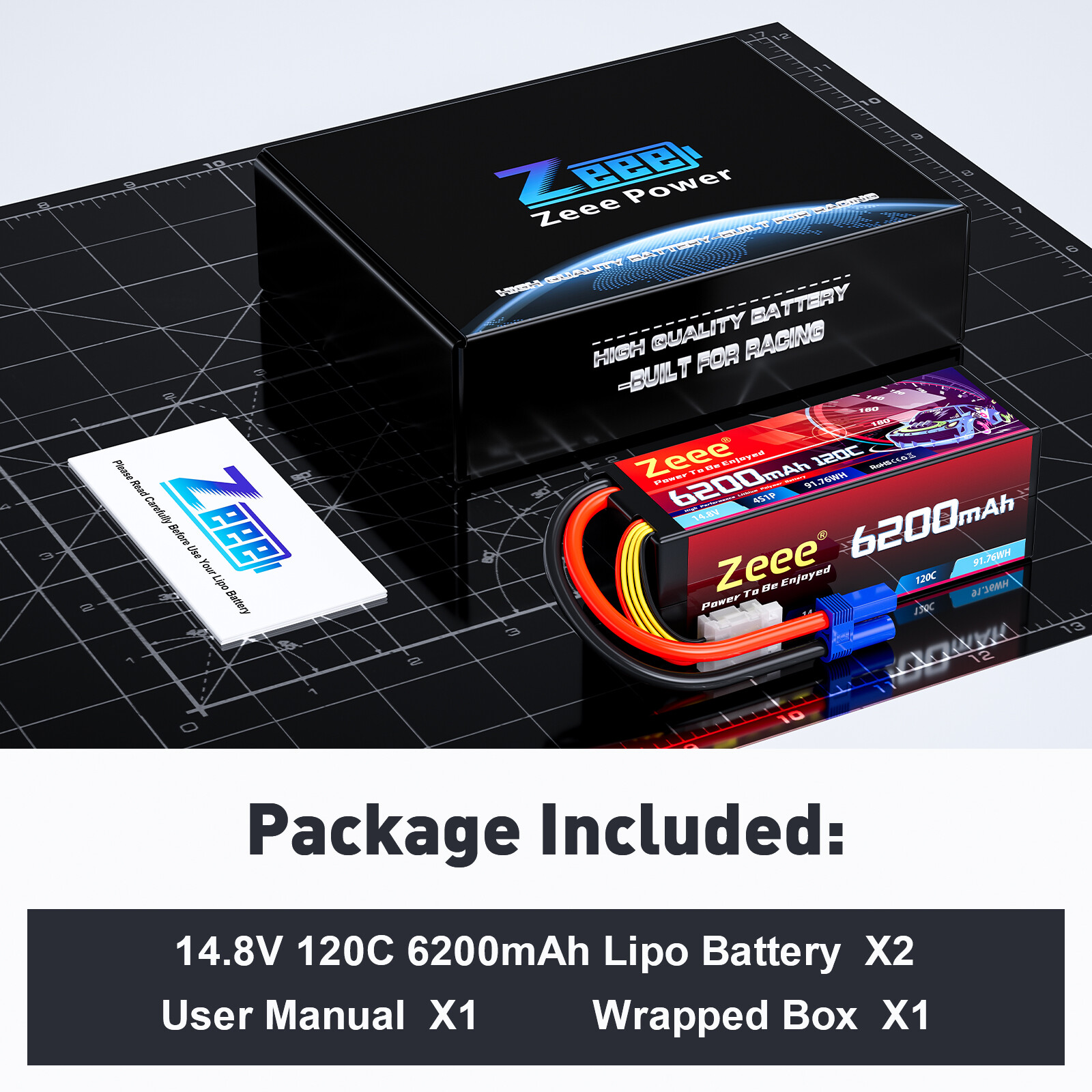 2x Zeee 4S 6200mAh Lipo Battery 14.8V 120C EC5 HardCase for RC Car Truck Tank