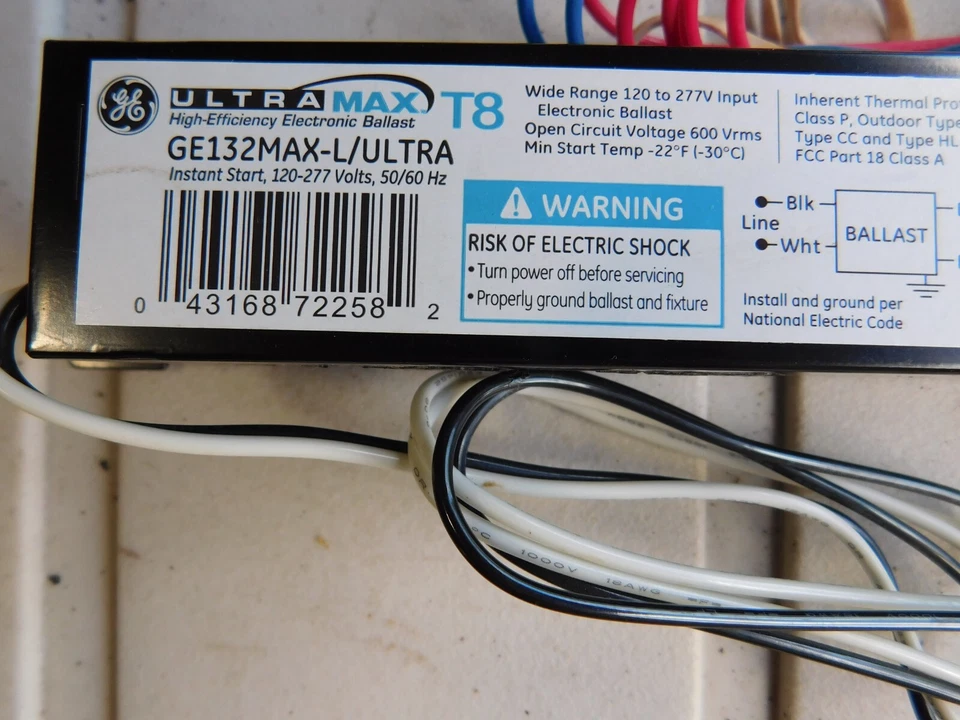 Lote de 2 nuevas GE GE132Max-L/Ultra 1 Lámpara T8 72258 Balastro Electrónico 120-277V Foto 2 de 3