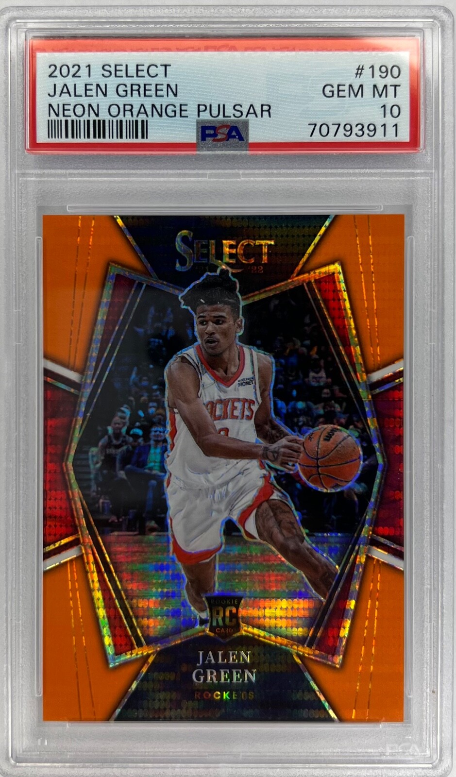 Jalen Green 2021-2022 Select Premier RC Neon Orange Pulsar #/15 PSA 10 GEM MT
