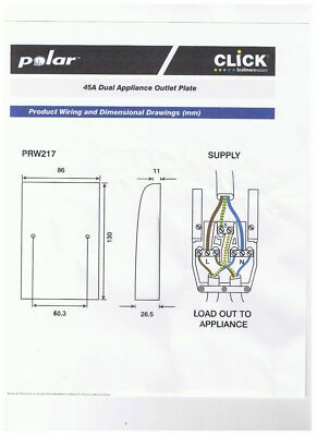 PRW217 45A Cooker Connection Appliance Dual Outlet PRW218 Pattress Bulk