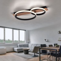 Deckenleuchte Deckenlampe Wohnzimmerleuchte Led Holzoptik Schwarz Ringe L 53 Cm