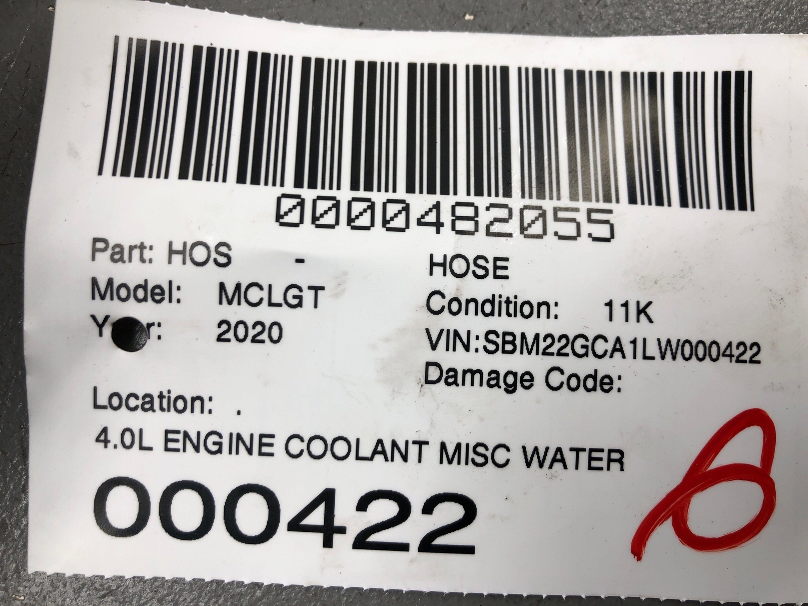 2020-2023 MCLAREN GT 4.0L ENGINE COOLANT MISC WATER HOSE LINE OEM 2021 2022