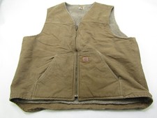VTG Carhartt Sherpa Lined Vest Men 2XL Tall Brown V26 FRB Zipper Canvas Workwear