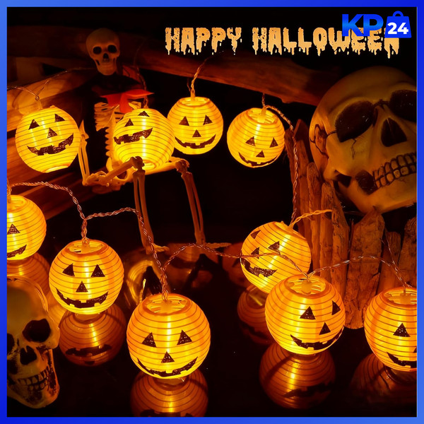 Halloween Deko KüRbis 4M 20 LED 3D Orange Lichterkette FüR AußEn Innen Garten-image