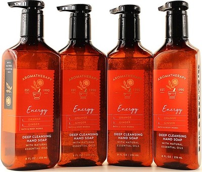 QTY 4 -  Bath & Body Works ENERGY ORANGE GINGER Deep Cleansing Gel Hand Soap 8oz