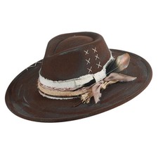 Wide Brim Fedora Hat for Men Women Handmade Painting Western Felt Boho Hat