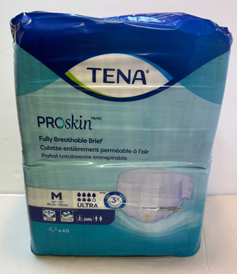 TENA 40 Ct Ultra Adult Incontinence Brief Diapers Tab Closure M Breathable 67200