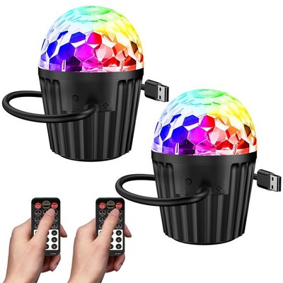 2-Pack Portable Mini Disco Ball Light for Party, RGB DJ Strobe Light with Rem...