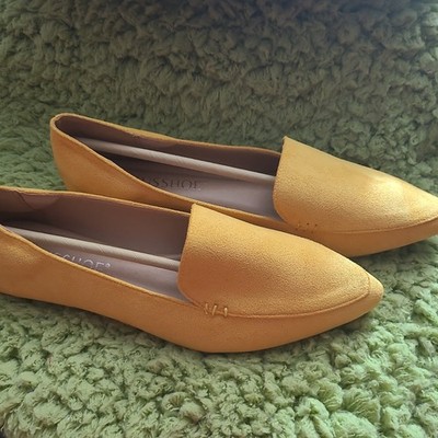 MUSSHOE Flats Shoes Women Pointed Toe Ballet Flats Mustard Yellow - Size 8