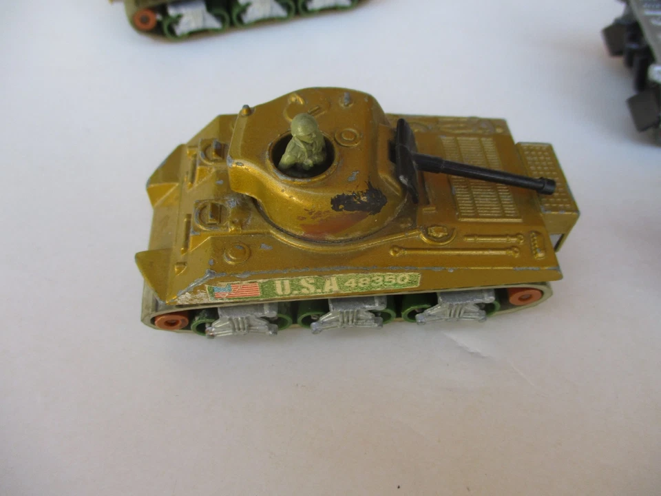 Matchbox Vintage Military Vehicle Lot Sherman Tank King Tiger Tank War 1974 - Image 2 of 4