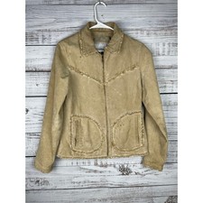 WILSONS LEATHER MAXIMA Womens jacket Tan Medium Vintage Fringe Y2K Western Penny