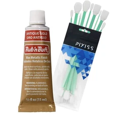 Rub n Buff Antique Gold Metallic Wax 0.5 fl oz with Pixiss Applicator Tools