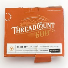 TEXAS LINEN CO. 100 Egyptian Cotton Sheets Twin XL Size - 3 PC Set Sateen Weave