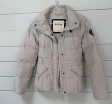 NWT Abercrombie Kids Girls Performance Puffer Jacket Coat Cream Size 7/8