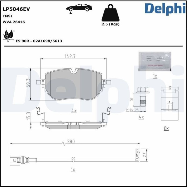 Delphi Bremsbelagsatz, Scheibenbremse LP5046EV FüR Audi Cupra Skoda VW-image