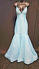 GORGEOUS FORMAL SHERRI HILL TURQUOISE BLUE SEQUINED MERMAIN GOWN SIZE 12