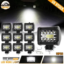 10X 4 Inch LED Work Cube Light Bar Pods fog Lamps for Pickup SUV UTV 4WD offroad