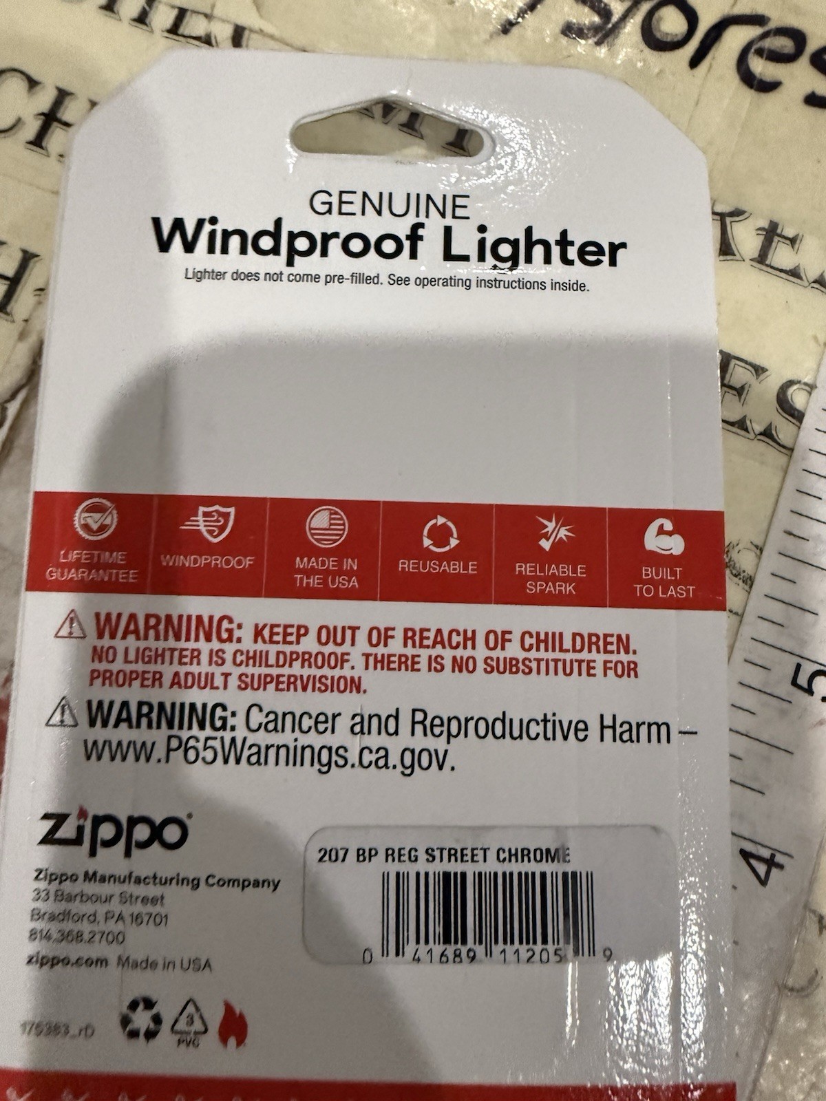 Zippo WPL Chrome Lighter & Zippo Yellow Flame Butane Insert  Regular,  Made USA