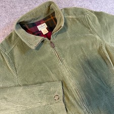 LL Bean Corduroy Jacket Wmens XL Green Plaid ...