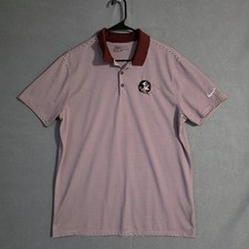 Nike Mens Dri Fit Florida State Seminoles Striped Golf Polo Size Large