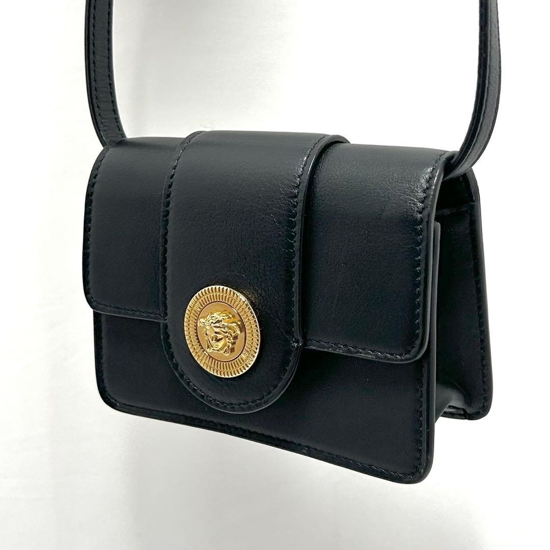 Versace Medusa Biggie Mini Bag Black Leather Shoulder Crossbody Used thumbnail 11