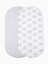 Bassinet Sheets 2 pack for Girls, Boys - 100 Cotton Bassinet Mattress Sheets