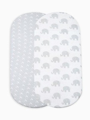 Bassinet Sheets 2 pack for Girls, Boys - 100% Cotton Bassinet Mattress Sheets