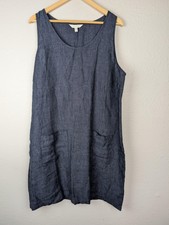 Women's Linen Swing Tank Dress - Sleeveless Scoop Neck, Front Buttons & Pockets, Casual Summer Dress