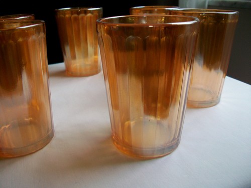 VINTAGE IMPERIAL GLASS CARNIVAL IRIDIZED SMOOTH RAYS JUICE GLASS MARIGOLD HTF - Picture 9 of 15