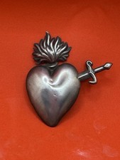 Heart Sette Dolori Addolorata Dolosa Flame Heart Sacred Statue Silver 7X4 Cm