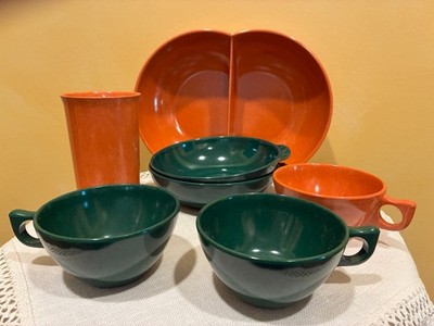 Lot of 7 Vintage MCM Melmac Color-Flyte by Branchell Dishware