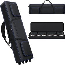 88 Key Keyboard Case with Wheels Portable Padded 88 Piano Case 53" X14"X7" 