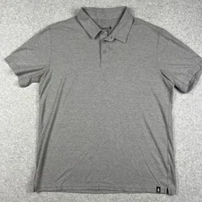 Smartwool Polo Shirt Short Sleeve Large Mens Grey Hiking Outdoors Trail