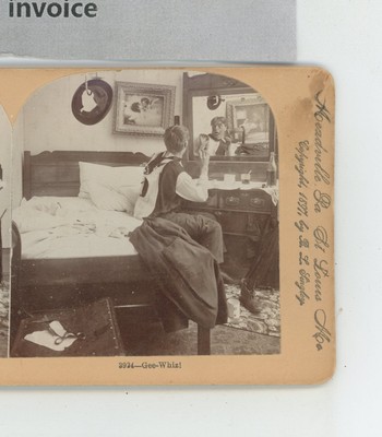Gee Whiz Looking in Mirror Life Keystone Stereoview