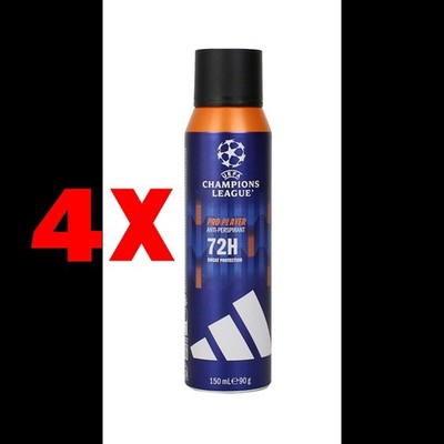 4 X ADIDAS DEODORANT SPRAY 72H UEFA PRO PLAYER 150 ML