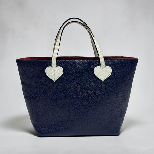GUCCI Leather Mini Tote Bag Navy White Animal Lining Authentic Women's Handbag