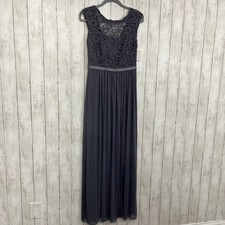 David's Bridal Size 6 Pewter Gray Lace Bodice Sleeveless Formal Maxi Dress NWT