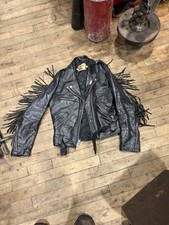 1970s Women’s Biker Fringed Leather Riding Jacket USA Made Nice Small Vintage