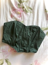LA Hearts Corset Crop Top Olive Green Strapless Bandeau Sweetheart Neck - Small