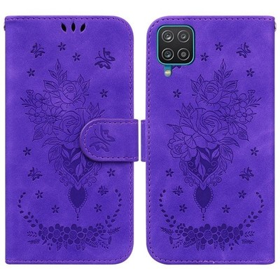 Für Samsung Galaxy A42 5G BUNFLY ROSE ENDOSED LEDER LEDER LEDER (Purple)