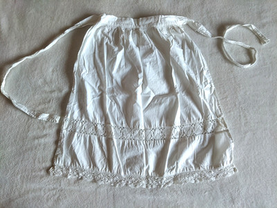 Vintage Küchenschürze weiß, mit Spitze, zum Binden, BW