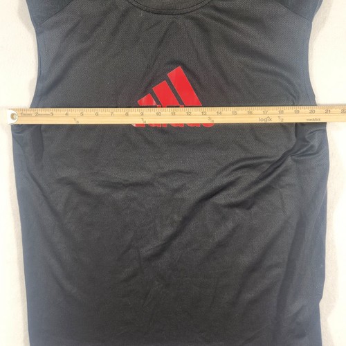 VTG Adidas Black Sleeveless Tank Red Spell Out T-Shirt Mens L USA Made - Picture 5 of 6