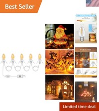 C7 Christmas Village Light Cord with 5 LED Warm White Bulbs - Corded  Remote