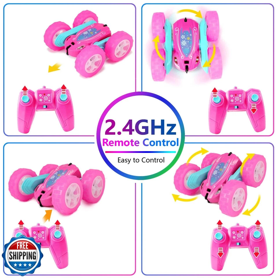 FREE TO FLY Remote Control Car for Girls : Pink RC Car Double Sided 360°Flip  - Image 3 of 4