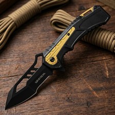 Wartech - 8.25  Tactical Yellow  Black  Spring Assisted Pocket Knife